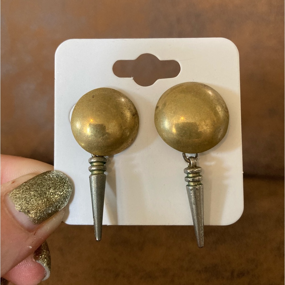 Handmade Vintage Dome Dangle Earrings (One Side Slightly Smaller)